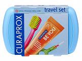 Curaprox (Курапрокс) Набор дорожный синий бокс: Паста зубная туба 10мл+Щетка зубная ультрамягкая+Ершик межзубный с держателем
