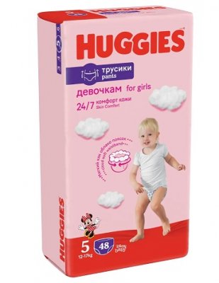 Купить huggies (хаггис) трусики 5 для девочек, 12-17кг 48 шт в Семенове