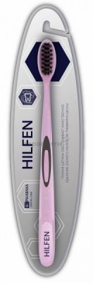 Купить хелфен (hilfen) зубная щетка средней жесткости черная щетина розовая, 1шт в Семенове