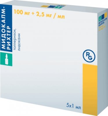 Купить мидокалм-рихтер, раствор для внутримышечного введения 100 мг+2,5 мг/мл, ампула 1мл 5шт в Семенове