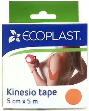 Ecoplast лента фиксирующая Кензио Тейп 5см х 5м оранжевый