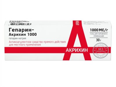 Купить гепарин-акрихин, гель для наружного применения 1000ме/г, 30г в Семенове
