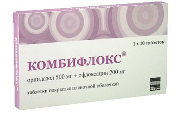 Комбифлокс, таблетки, покрытые пленочной оболочкой 500мг+200мг, 10 шт