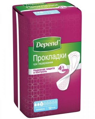 Купить depend (депенд) прокладки при недержании для женщин нормал, 12 шт в Семенове