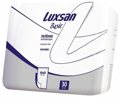 Купить luxsan (люксан) пеленки впитывающие бейсик нормал 60х60см, 30 шт в Семенове