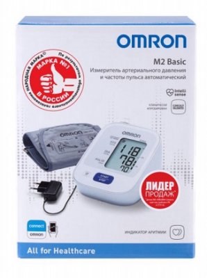Купить тонометр автоматический omron (омрон) м2 basic, с адаптером, манжета 22-32см (hem 7121-aru) в Семенове