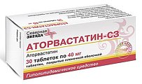 Купить аторвастатин-сз, таблетки, покрытые пленочной оболочкой 40мг, 30 шт в Семенове