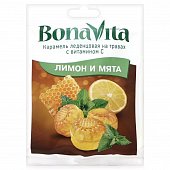 Купить bonavita (бона вита) карамель леденцовая на травах лимон и мята с витамином с, пакет 60г бад в Семенове