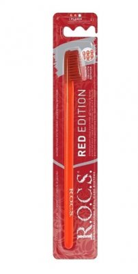 Купить рокс (r.o.c.s.) зубная щетка классическая средняя red editon (красная), 1 шт в Семенове