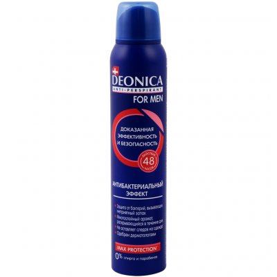 Купить deonica (деоника) дезодорант антиперспирант для мужчин антибактериальный эффект спрей, 200мл в Семенове
