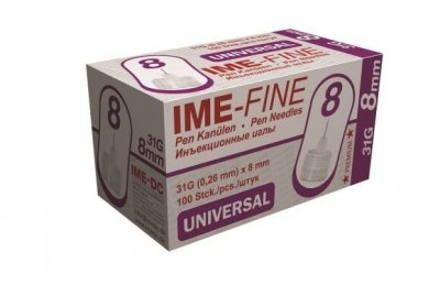 Купить иглы ime-fine для инъекций универсальные для инсулиновых шприц-ручек 31g (0,26мм х 8мм) 100 шт в Семенове