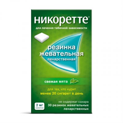 Купить никоретте, резинка жевательная лекарственная, свежая мята 2 мг, 30шт в Семенове