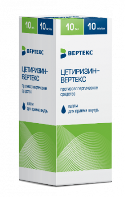 Купить цетиризин-вертекс, капли для приема внутрь 10мг/мл, 20мл от аллергии в Семенове