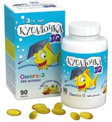 Купить кусалочка iq омега-3, капсулы жевательные массой 750 мг 90 шт. бад в Семенове