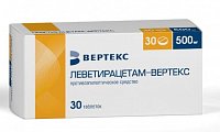 Купить леветирацетам-вертекс, таблетки покрытые пленочной оболочкой 500 мг, 30 шт в Семенове