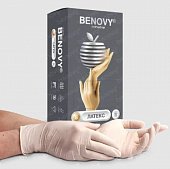 Купить перчатки benovy смотровые латексные нестерильные опудренные текстурированные на пальцах, размер s 50 пар в Семенове