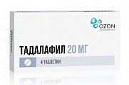 Купить тадалафил, таблетки, покрытые пленочной оболочкой 20мг, 4 шт в Семенове