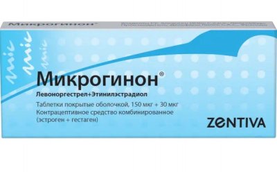 Купить микрогинон, таблетки, покрытые оболочкой 150мкг+30мкг, 21 шт в Семенове