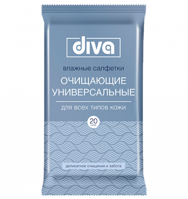 Купить diva (дива) салфетки влажные очищающие универсальные, 15 шт в Семенове