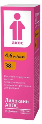 Купить лидокаин-акос, спрей для местного и наружного применения дозированный 4,6мг/доза, 38г (650доз) в Семенове