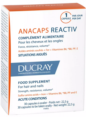 Купить дюкрэ анакапс (ducray аnacaps) реактив для волос, кожи головы и ногтей, капсулы 30 шт бад в Семенове