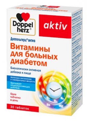 Купить doppelherz activ (доппельгерц) витамины для больных диабетом, таблетки 30 шт бад в Семенове