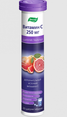 Купить витамин с 250мг эвалар, таблетки шипучие 3,3г, 20 шт бад в Семенове