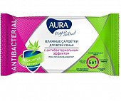 Купить aura (аура) салфетки влажные с антибактериальным эффектом tropic cocktail 15 шт. в Семенове