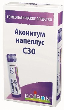 Аконитум напеллус С30, гомеопатический монокомпонентный препарат растительного происхождения, гранулы гомеопатические 4 гр 