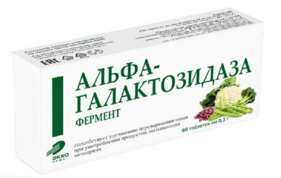 Купить фермент альфа-галактозозидаза, таблетки массой 300мг, 60 шт бад в Семенове