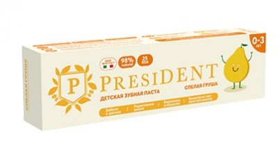 Купить президент (president) зубная паста для детей 0-3лет спелая груша, 32г 25rda в Семенове