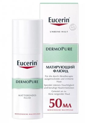 Купить eucerin dermopure (эуцерин) флюид увлажняющий матирующий для проблемной кожи 50 мл в Семенове