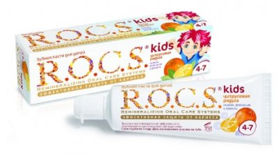 Купить рокс (r.o.c.s) зубная паста для детей лимон/апельсин/ваниль, 45мл (еврокосмед ооо, россия) в Семенове