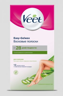 Купить veet easy-gelwax (вит) восковые полоски для сухой кожи с алоэ вера, 12 шт в Семенове