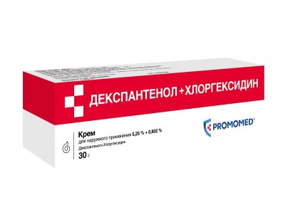 Купить декспантенол+хлоргексидин, крем для наружного применения 5,25%+0,802%, туба 30г в Семенове