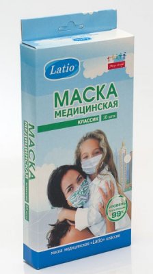 Купить маска медицинская, latio классик на резинках №10 (кит ооо, россия) в Семенове