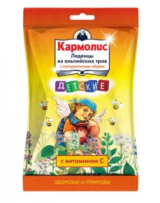Купить кармолис, леденцы из альпийских трав детские с натуральным медом и витамином с, пакет 75 бад в Семенове