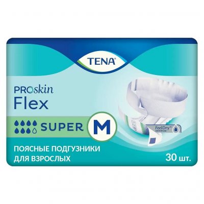 Купить tena (тена) подгузники, proskin flex super размер m, 30 шт в Семенове