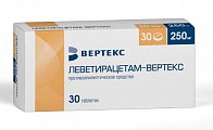 Купить леветирацетам-вертекс, таблетки покрытые пленочной оболочкой 250 мг, 30 шт в Семенове