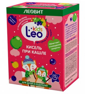 Купить кисель леовит leo kids для детей при кашле, пакет 12г, 5 шт в Семенове