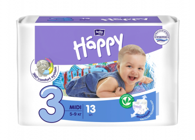 Купить bella baby happy (белла) подгузники 3 миди 5-9кг 13 шт в Семенове