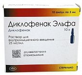 Купить диклофенак-эльфа, раствор для внутримышечного введения 25мг/мл, ампула 3мл 10шт в Семенове