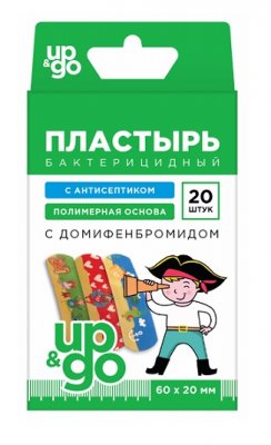Купить пластырь up&go бактерицидный с антисептиком на полимерной основе для детей пираты, 20 шт в Семенове