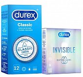 Купить durex (дюрекс) набор: презервативы classic, 12шт + invisible extra lube, 3шт в Семенове