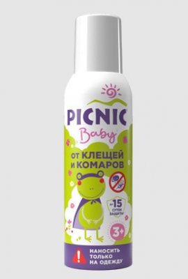 Купить пикник (picnic) baby аэрозоль от клещей и комаров, 125мл  в Семенове