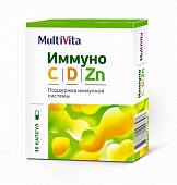 Купить multivita (мультивита) иммуно с,d,zn, капсулы 30шт бад в Семенове