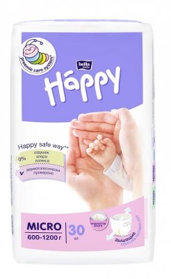 Купить bella baby happy (белла) подгузники для недоношенных детей размер микро 600-1200г, 30 шт в Семенове