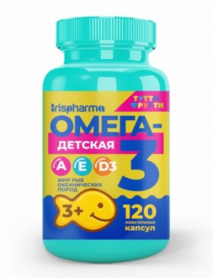 Купить ирисфарма (irispharma) омега-3, капсулы жевательные для детей со вкусом тутти-фрутти, 120 шт бад в Семенове