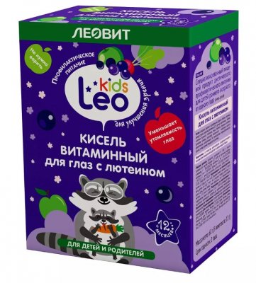 Купить кисель леовит leo kids для детей витаминный для глаз с лютеином, пакет 12г, 5 шт в Семенове